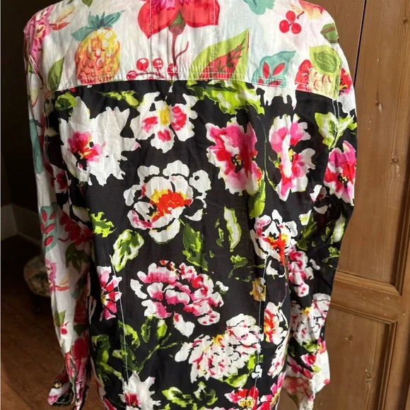 Cino Made in India Button down Shirt Size Large Multi Colored Blouse - Picture 2 of 7